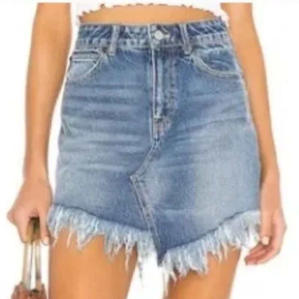 We The Free Free People Raw Hem Denim Mini Skirt NWT